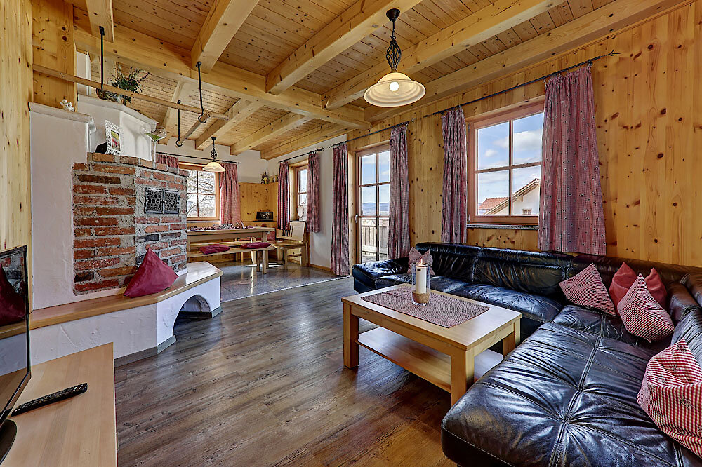 Wohnküche mit Kamin - Ferienhof Kilger